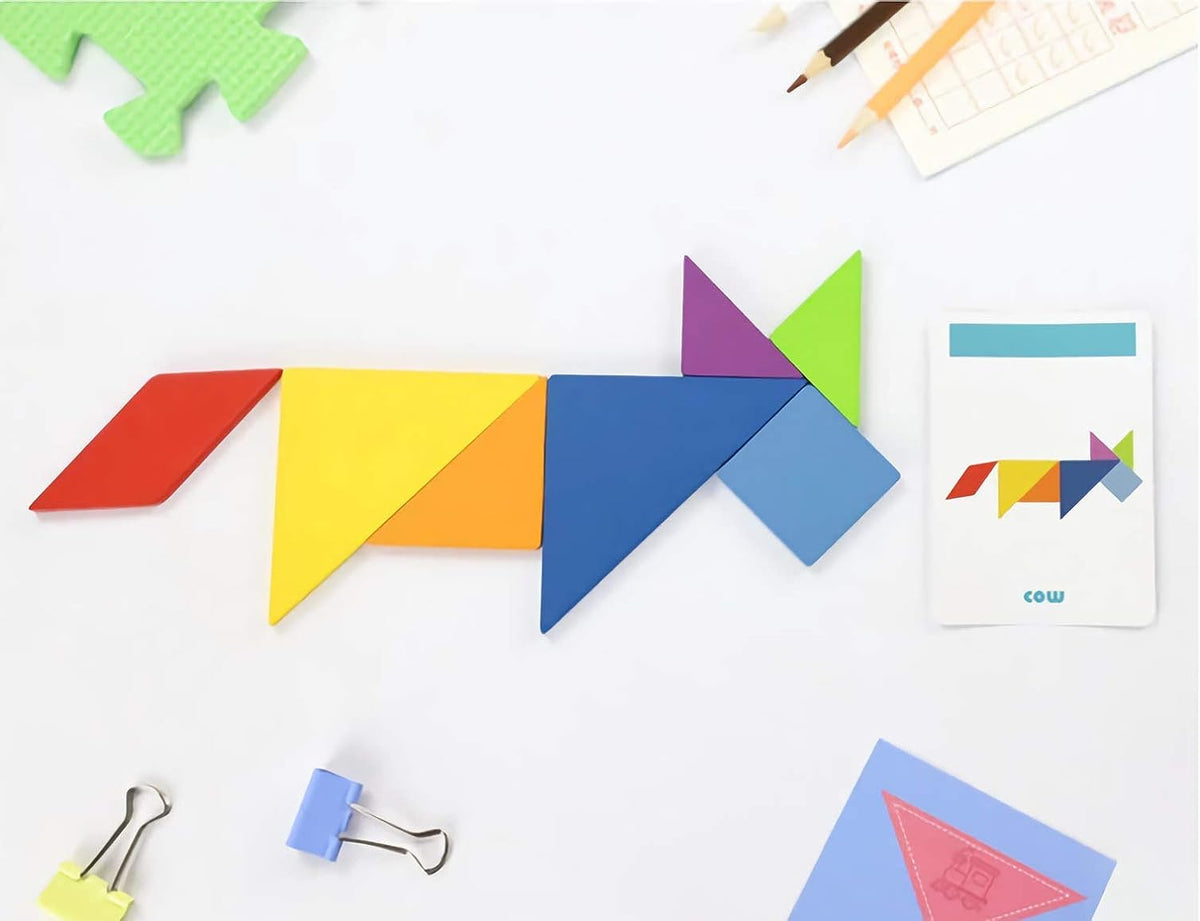 Tangram Kids Puzzle Early Education Box With 60 Cards (120 Puzzles ...