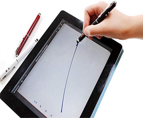 Multifunction Stylus Pen with Ballpoint, Laser Pointer, and LED Light - Black