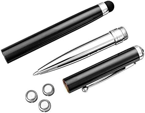 Multifunction Stylus Pen with Ballpoint, Laser Pointer, and LED Light - Black