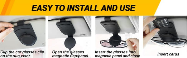 DUBKART Magnetic Leather Sunglass Holder for Car Visor (Beige)