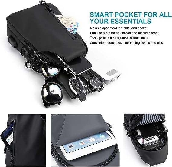 DUBKART Men's Waterproof Sling Bag & Crossbody Backpack for Travel