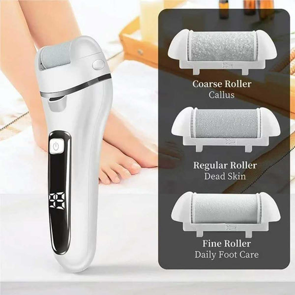 DUBKART Rechargeable Electric Callus Remover Portable Foot Care Set with LCD Display (White)