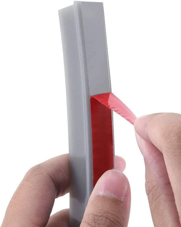 DUBKART Collapsible Shower Barrier Self-Adhesive Waterproof Seal Strip for Bathroom & Kitchen (Gray)