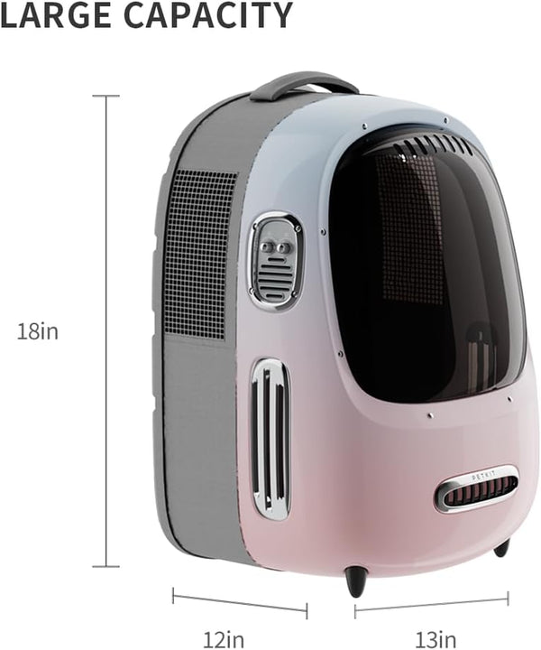 PETKIT Pink Cat Backpack Carrier with Fan & Bubble Window for Cats & Small Dogs