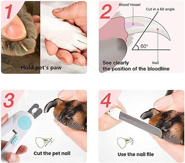 Pet Nail Clippers with LED Light - Professional Grooming Tool for Cats and Dogs