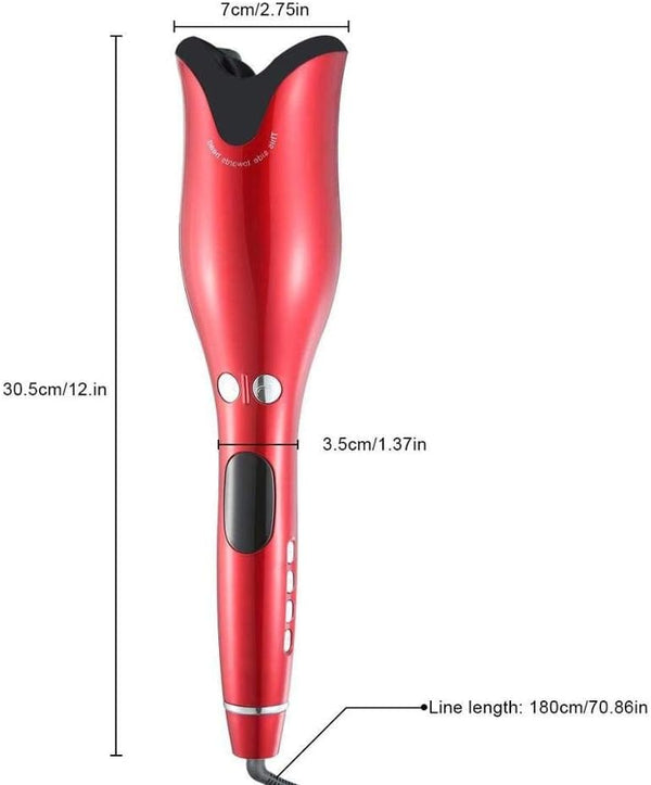 LCD Hair Curler 1 - Red, EU Plug, Automatic Spin & Curl Wand