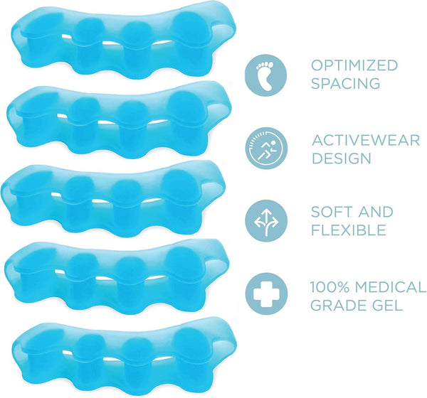 DUBKART 4 Pairs Silicone Toe Separators For Hallux Valgus, Crooked Toes, and General Toe Comfort