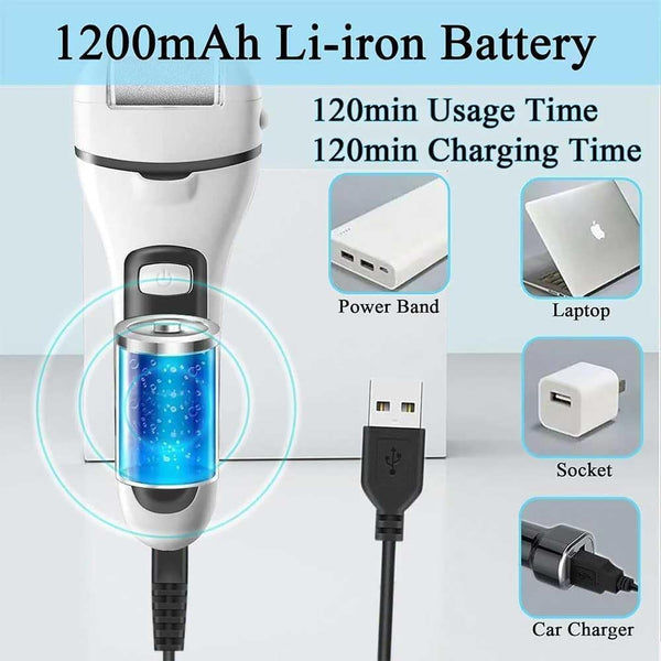 DUBKART Rechargeable Electric Callus Remover Portable Foot Care Set with LCD Display (White)