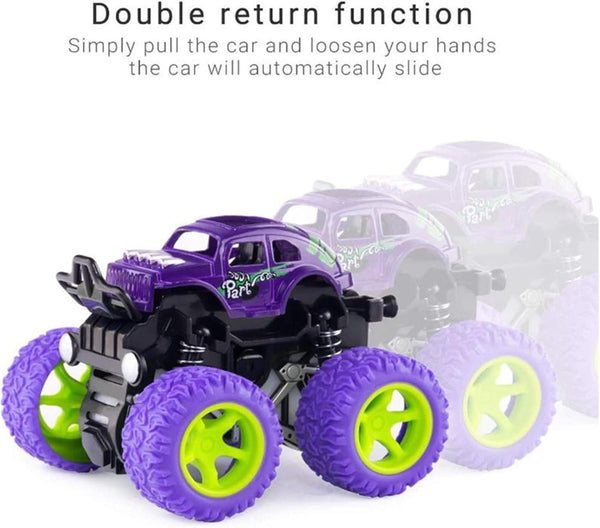 DUBKART 4-Pack Monster Truck Toys Friction-Powered, Push & Go Cars for Kids (4 Colors)