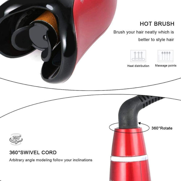 LCD Hair Curler 1 - Red, EU Plug, Automatic Spin & Curl Wand