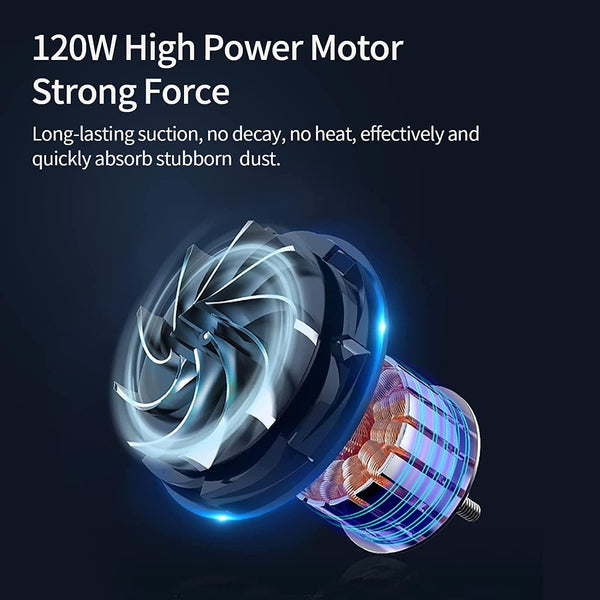 Cordless Car Vacuum & Air Duster: 9000PA suction, 2-in-1, with LED light. USB rechargeable, portable, and powerful.