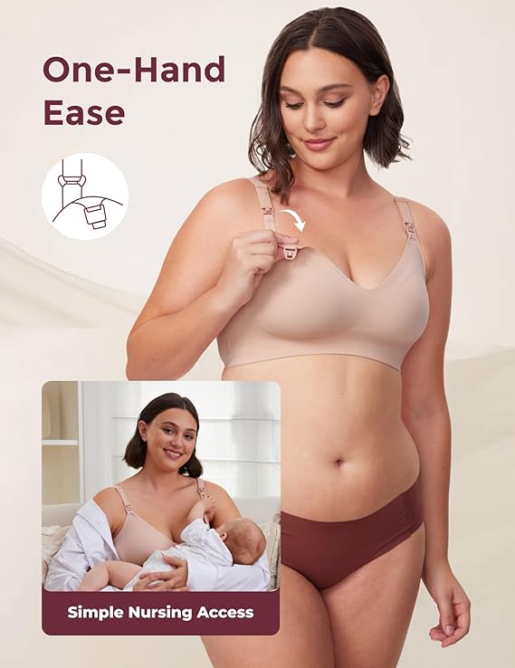 Momcozy Nursing Bra – Seamless, Wireless, Adjustable, for Breastfeeding & Maternity