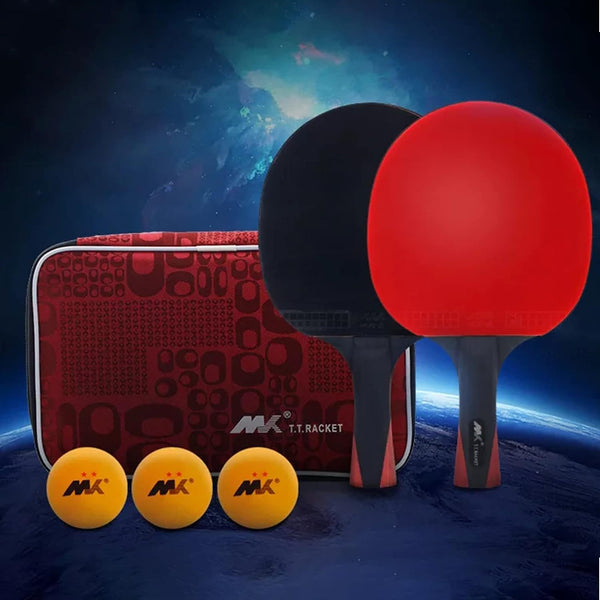 Performance Table Tennis Racket Set - 2 Pro Rackets, 3 Balls, Storage Bag, Indoor/Outdoor Play