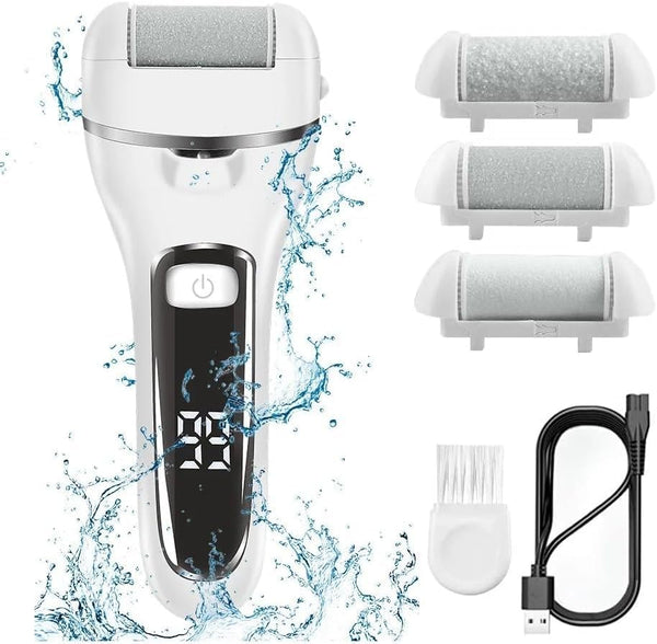 DUBKART Rechargeable Electric Callus Remover Portable Foot Care Set with LCD Display (White)