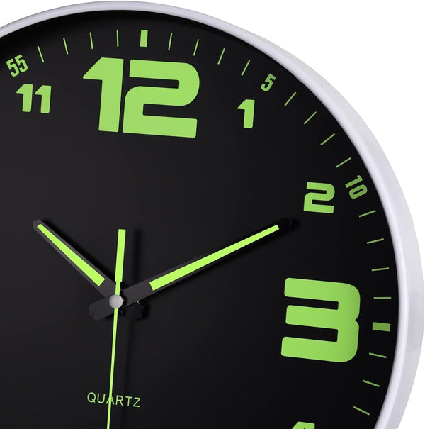 DUBKART Modern Night Light Wall Clock, 12 inch Silent Non-Ticking Clock