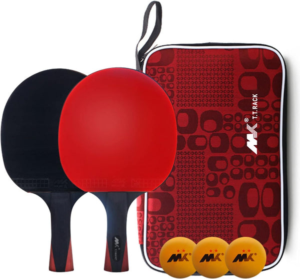 Performance Table Tennis Racket Set - 2 Pro Rackets, 3 Balls, Storage Bag, Indoor/Outdoor Play