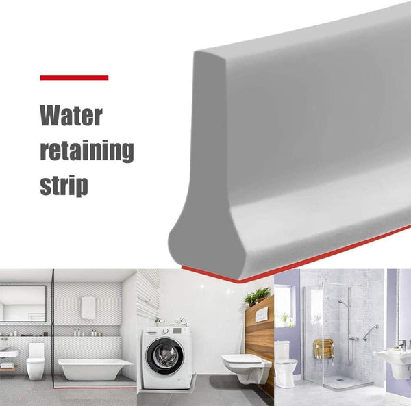 DUBKART Collapsible Shower Barrier Self-Adhesive Waterproof Seal Strip for Bathroom & Kitchen (Gray)