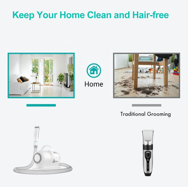 Neakasa Pet Grooming Kit & Vacuum Suction for 99% Pet Hair, Professional Clippers with 5 Grooming Tools for Dogs and Cats