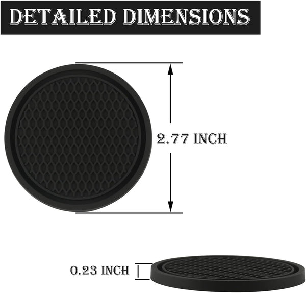 DUBKART 4PCS Non-Slip Car Cup Coasters Universal Black Interior Accessories