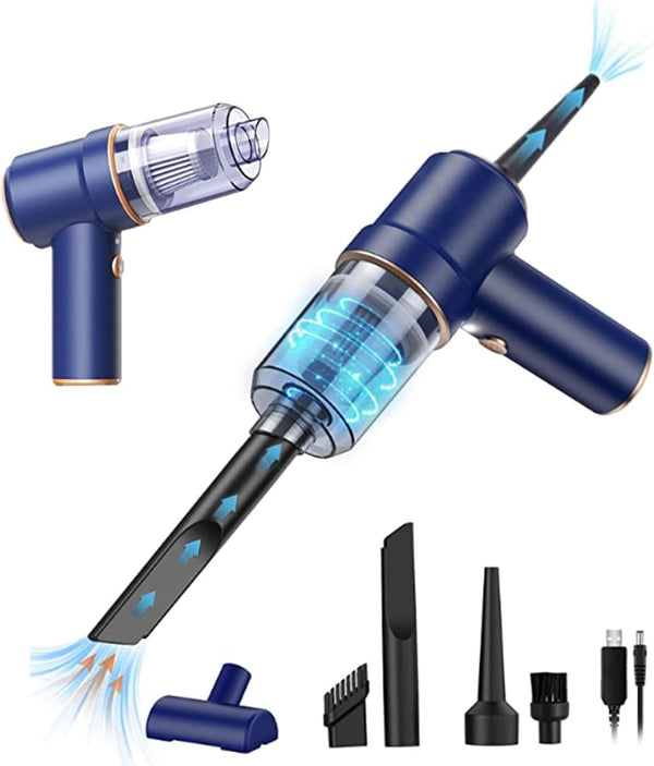 Cordless Car Vacuum & Air Duster: 9000PA suction, 2-in-1, with LED light. USB rechargeable, portable, and powerful.