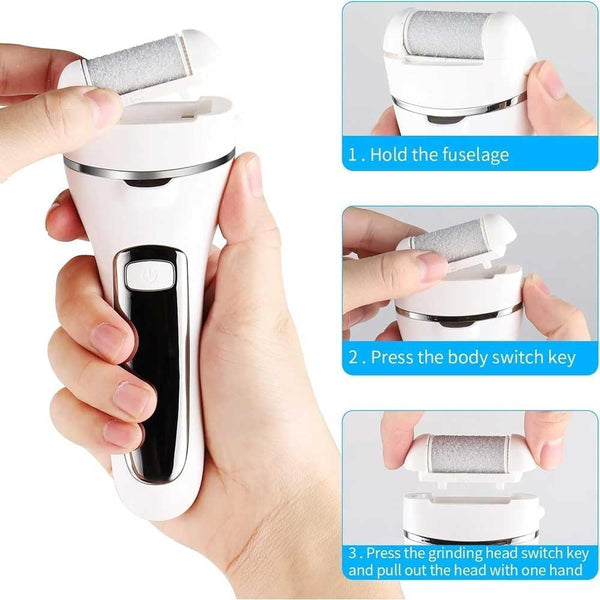 DUBKART Rechargeable Electric Callus Remover Portable Foot Care Set with LCD Display (White)