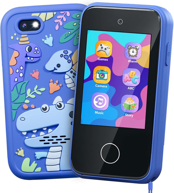 Kids Smart Phone Toys - Dual Camera, Learning Games, MP3 Player, Blue