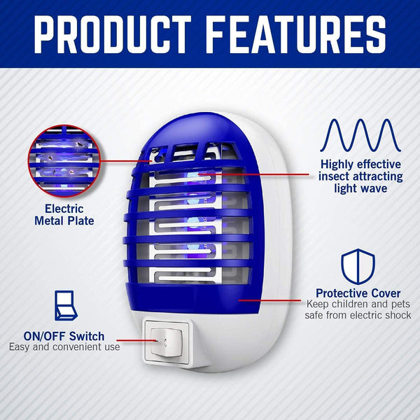 DUBKART 4-Pack Electric Bug Zapper UV LED Mosquito Killer with Night Light for Indoor/Outdoor Use