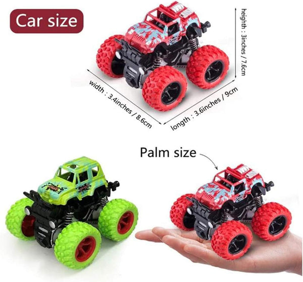 DUBKART 4-Pack Monster Truck Toys Friction-Powered, Push & Go Cars for Kids (4 Colors)