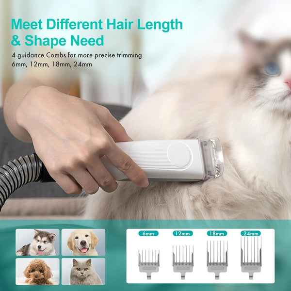 Neakasa Pet Grooming Kit & Vacuum Suction for 99% Pet Hair, Professional Clippers with 5 Grooming Tools for Dogs and Cats