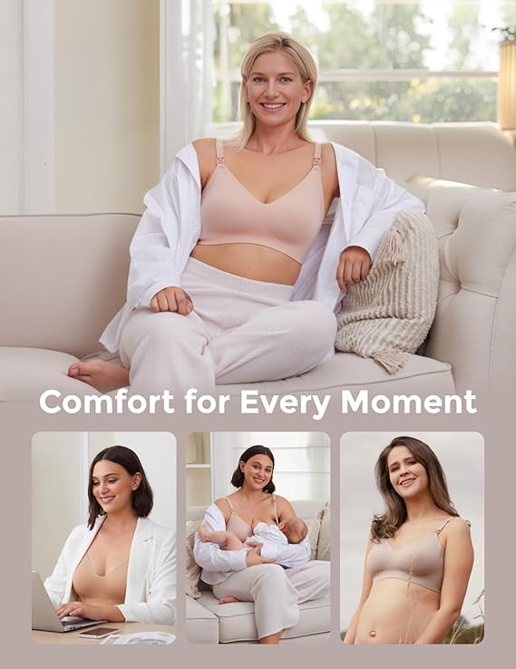 Momcozy Nursing Bra – Seamless, Wireless, Adjustable, for Breastfeeding & Maternity