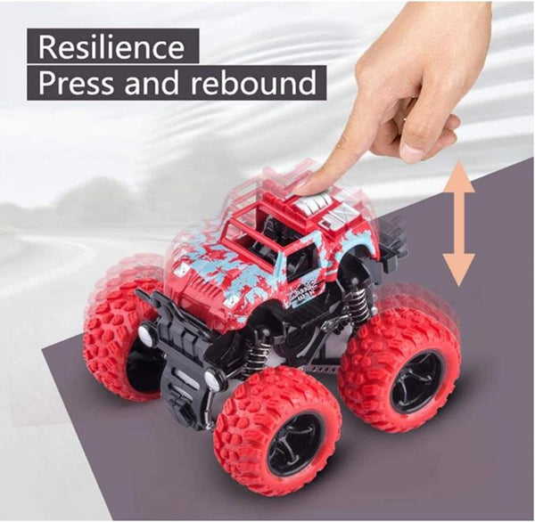 DUBKART 4-Pack Monster Truck Toys Friction-Powered, Push & Go Cars for Kids (4 Colors)