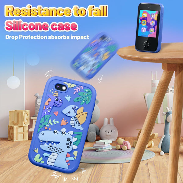 Kids Smart Phone Toys - Dual Camera, Learning Games, MP3 Player, Blue