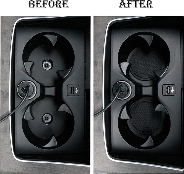 DUBKART 4PCS Non-Slip Car Cup Coasters Universal Black Interior Accessories