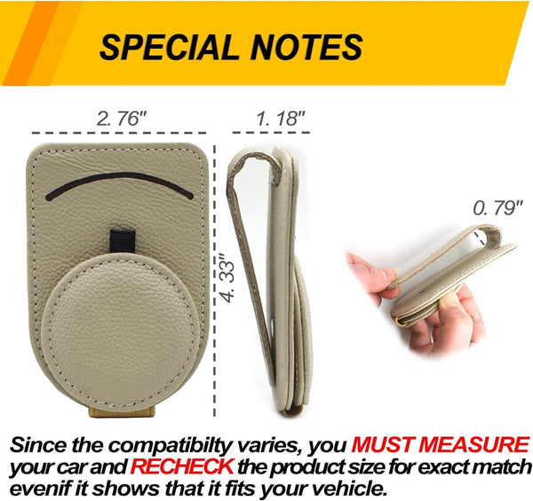 DUBKART Magnetic Leather Sunglass Holder for Car Visor (Beige)