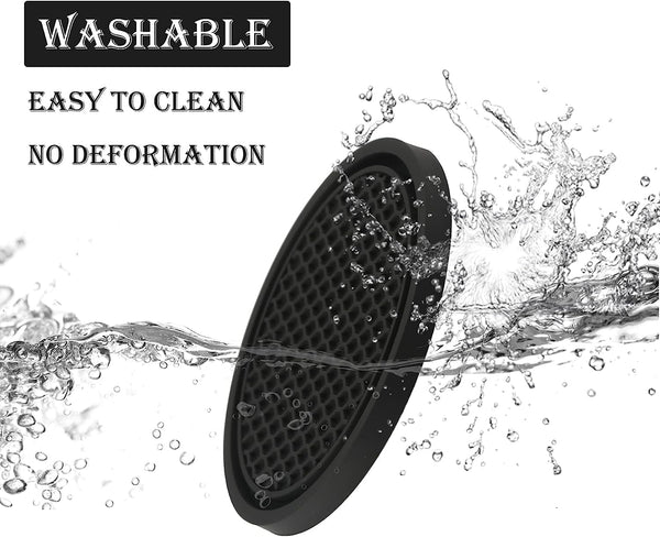 DUBKART 4PCS Non-Slip Car Cup Coasters Universal Black Interior Accessories