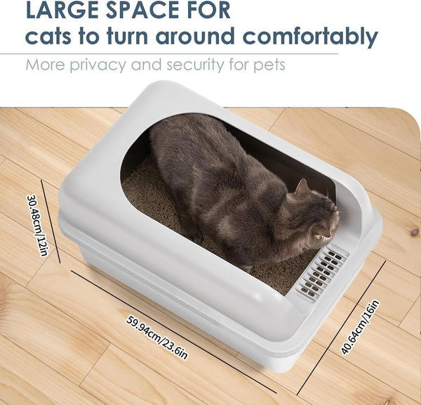 DUBKART Stainless Steel Extra Large Cat Litter Box with Scoop