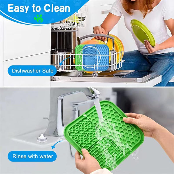 Dog Lick Pad - 2pcs Slow Feeder Treat Mat with Suction for Bathing, Grooming, Training