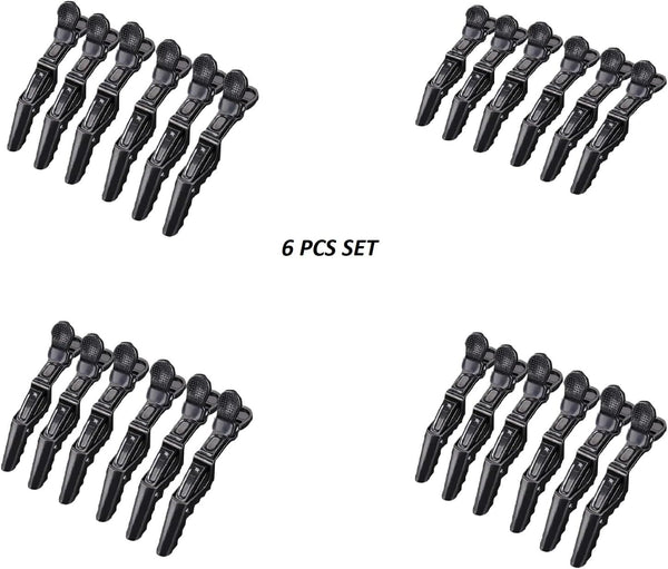 DUBKART 6 Pcs Alligator design Hair Clips for Styling Sectioning with Wide Teeth & anti slip (Black)