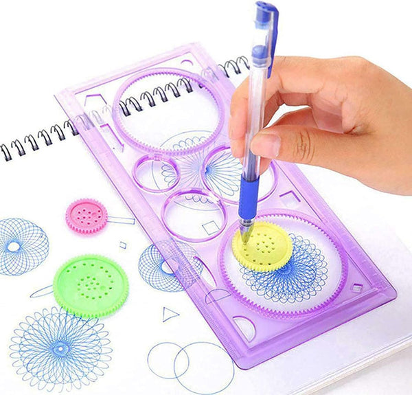 DUBKART Magic Flower Ruler Set DIY Spiral Gear Toys & Mandala Stencils (4 PCS)