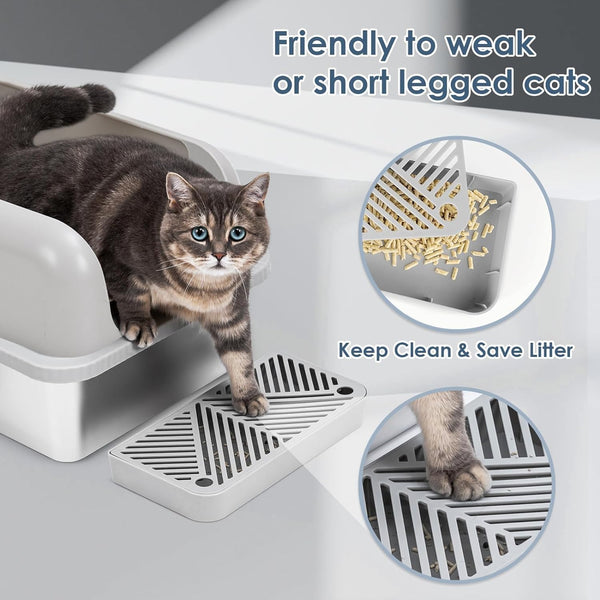 DUBKART Stainless Steel Extra Large Cat Litter Box with Scoop