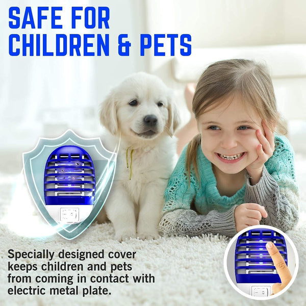 DUBKART 4-Pack Electric Bug Zapper UV LED Mosquito Killer with Night Light for Indoor/Outdoor Use