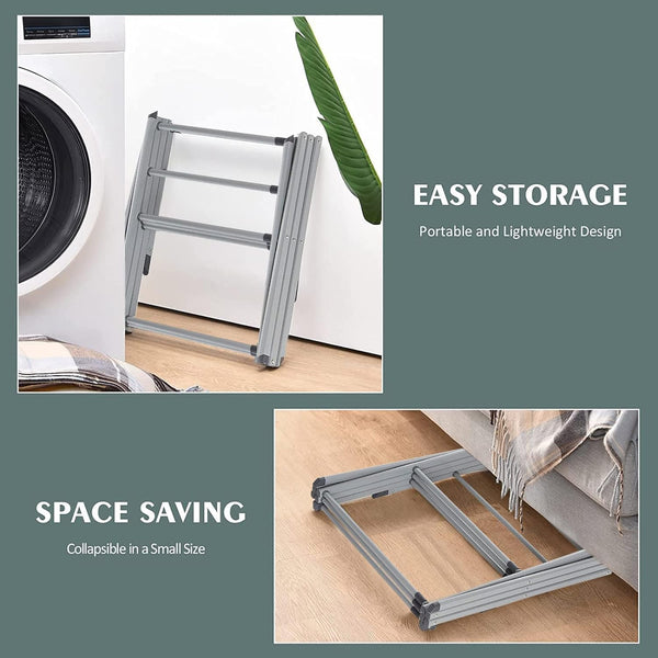 Expandable Foldable Clothes Drying Stand - Sturdy Rack for Air Drying Clothing, Indoor/Outdoor, Grey