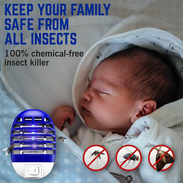 DUBKART 4-Pack Electric Bug Zapper UV LED Mosquito Killer with Night Light for Indoor/Outdoor Use