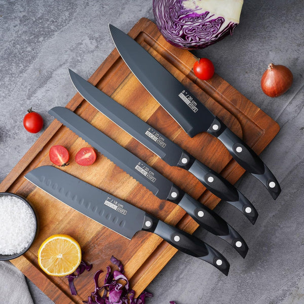 Kitchen Knife Set - 19 Piece with Block, Ultra Sharp Chef Knives, High Carbon Stainless Steel, Black