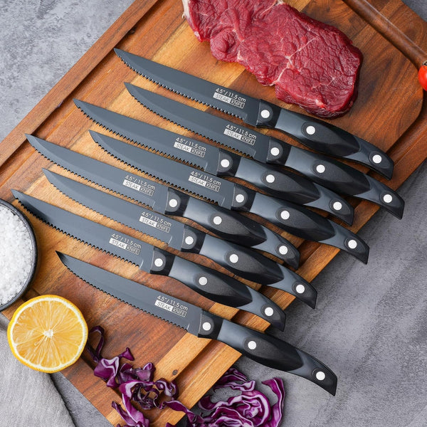 Kitchen Knife Set - 19 Piece with Block, Ultra Sharp Chef Knives, High Carbon Stainless Steel, Black