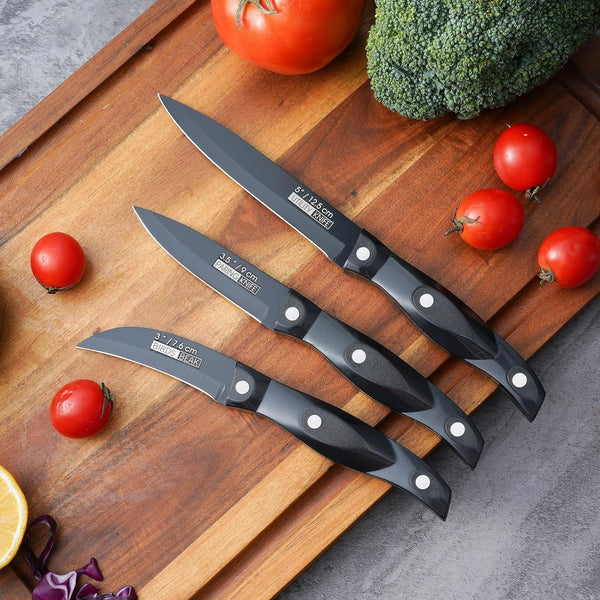 Kitchen Knife Set - 19 Piece with Block, Ultra Sharp Chef Knives, High Carbon Stainless Steel, Black