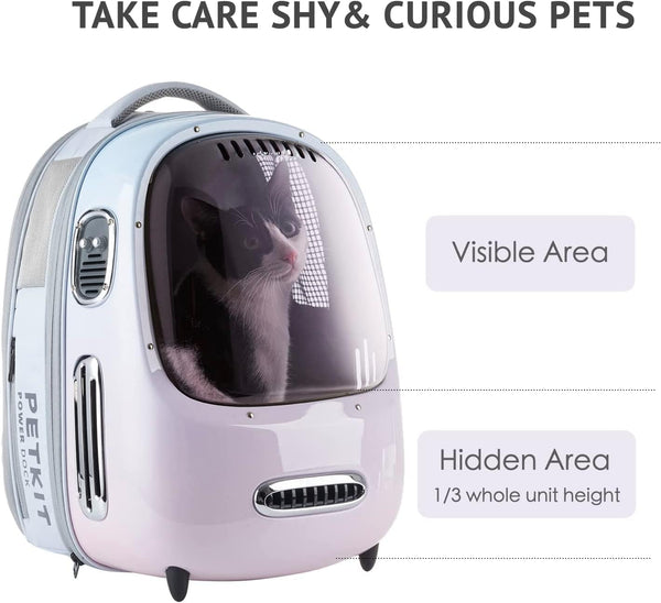PETKIT Pink Cat Backpack Carrier with Fan & Bubble Window for Cats & Small Dogs