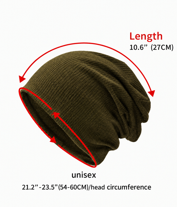 Unsex Slouch Beanie Hat Full Head Cover Skull Cap