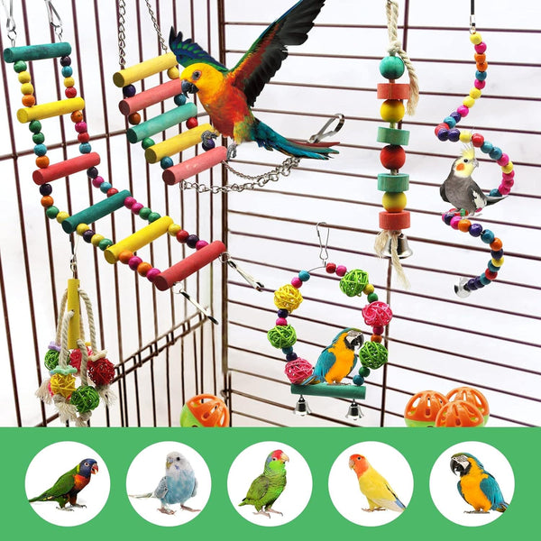 Dubkart 12 PCS Bird Parrot Pet Cage Hanging Bell Hammock Swing Toys