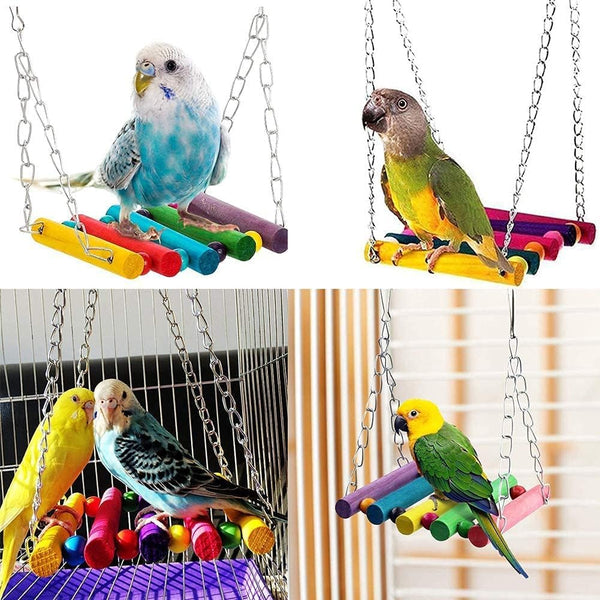 Dubkart 12 PCS Bird Parrot Pet Cage Hanging Bell Hammock Swing Toys